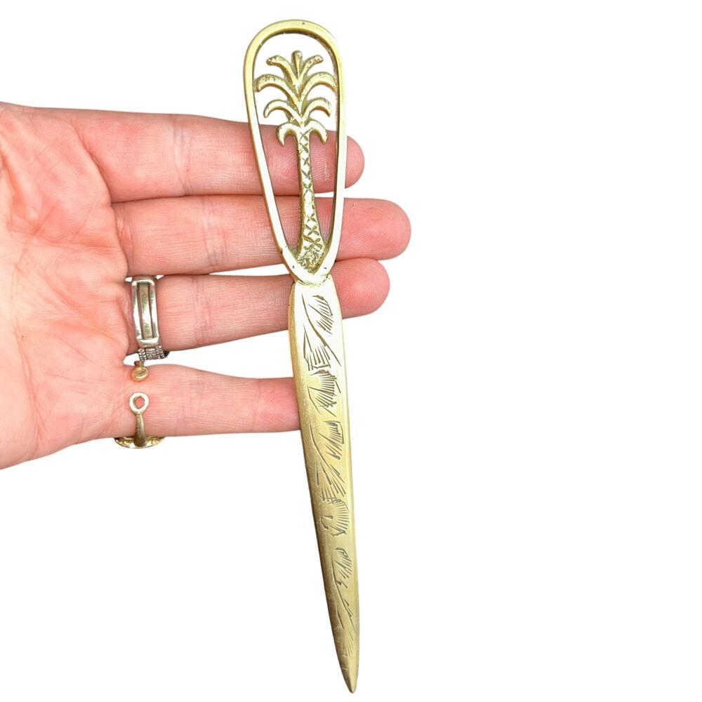 Vintage Brass Palm Tree Letter Opener